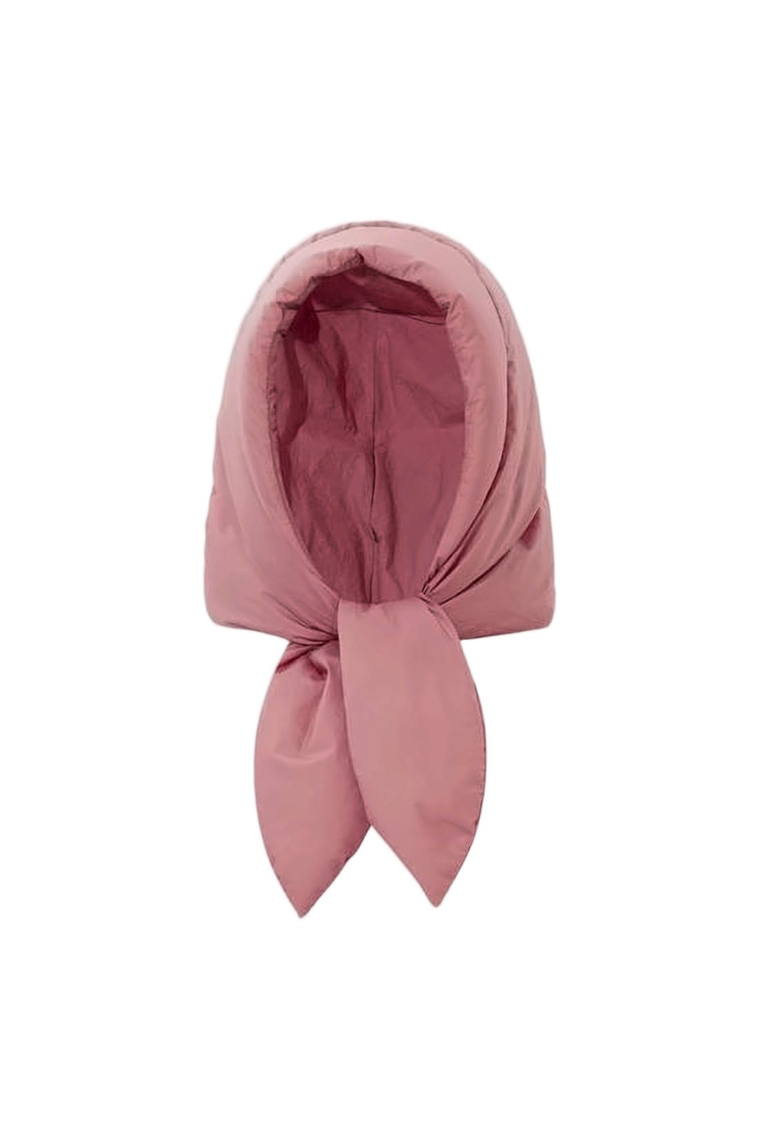 Quilted Pink Nylon Muffler with Tied Knot Design