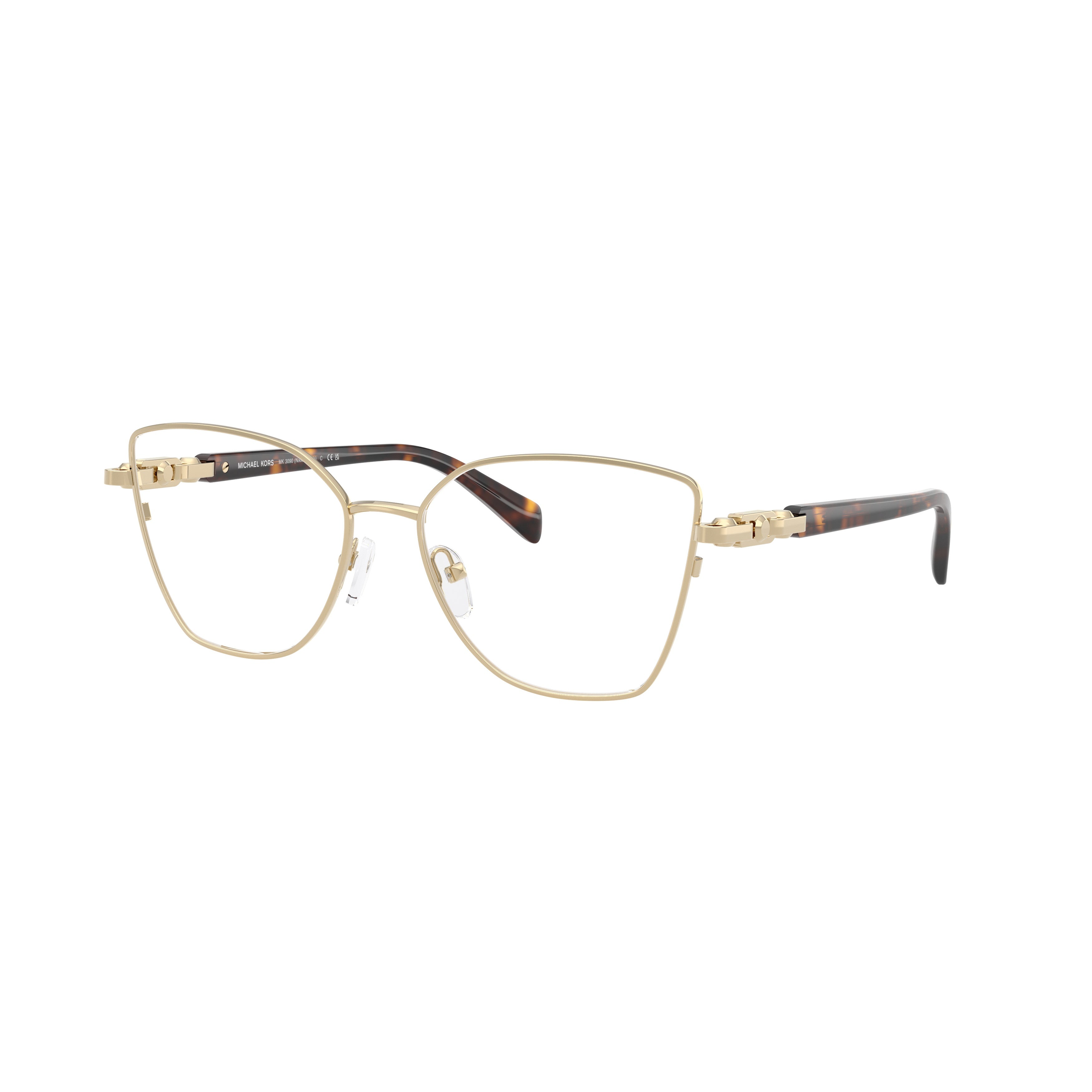 0mk3090 Rounded Square Gold-Finish Eyeglasses with Tortoiseshell Temples