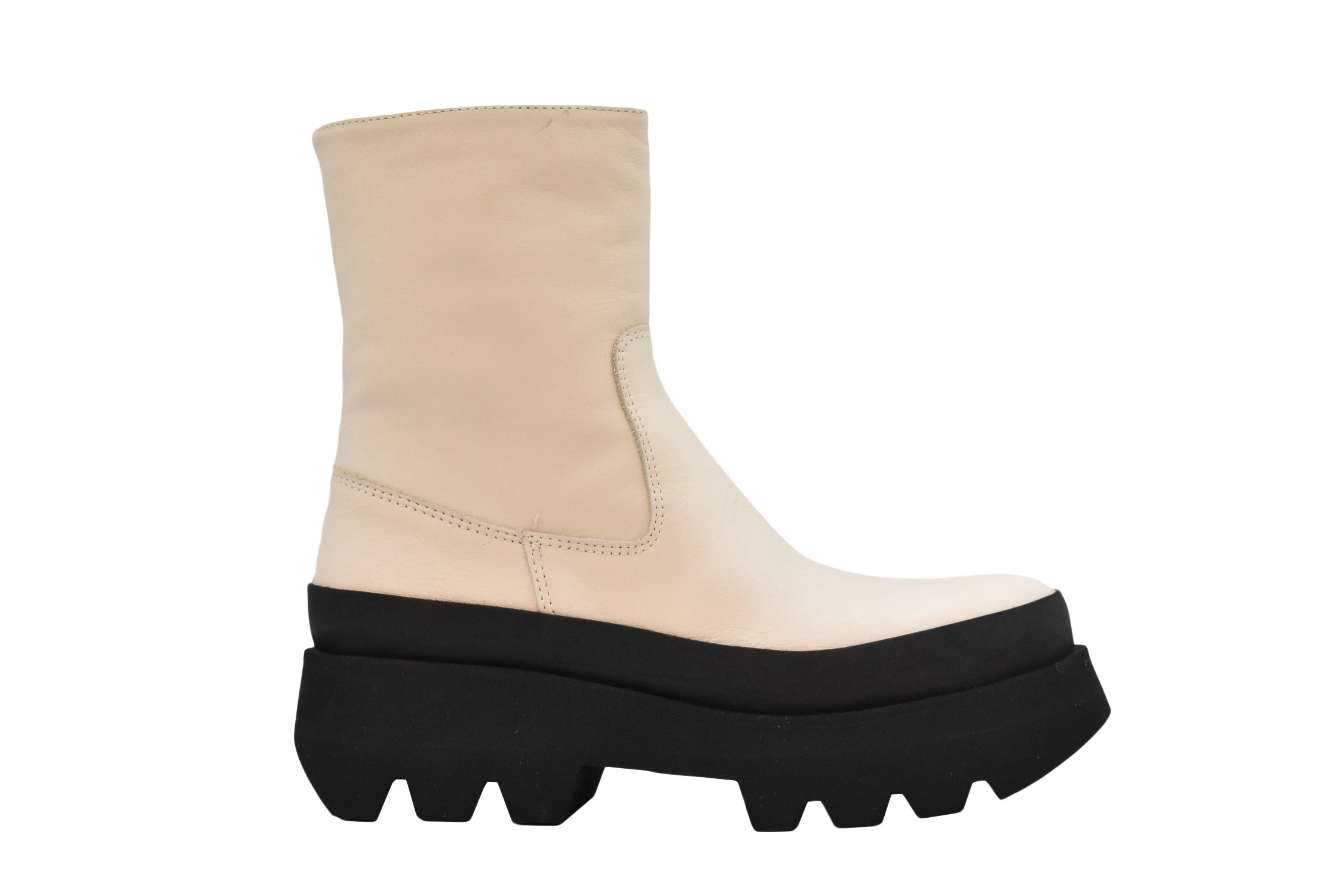 Ivory Platform Ankle Boots with Contrasting Sole