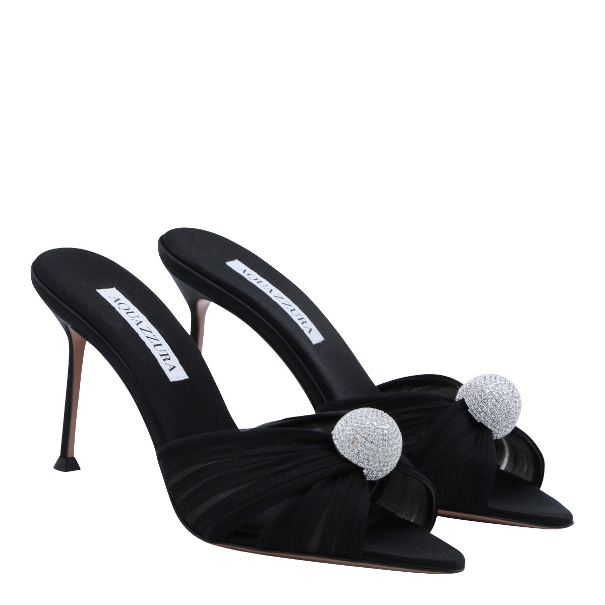High-Heeled Sandals with Pleated Knot