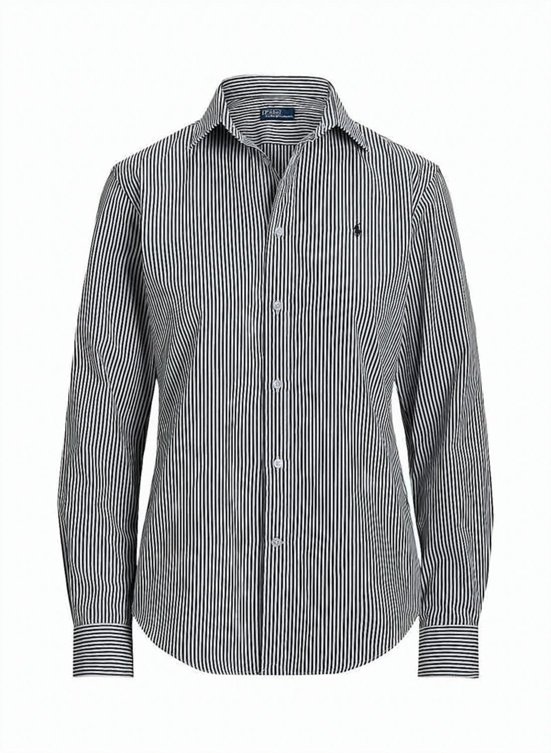Striped Button-Up Shirt with Pointed Collar