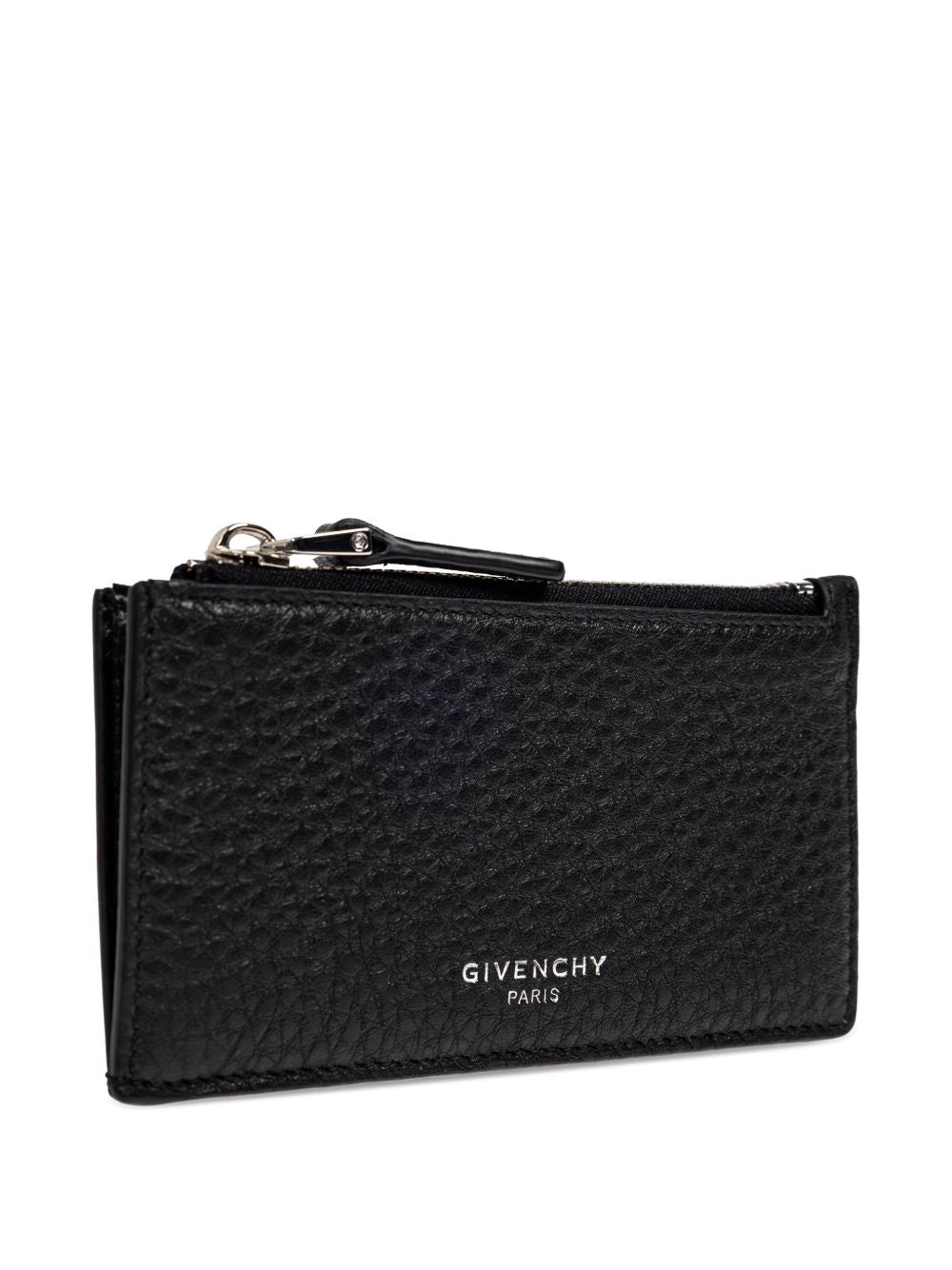 Textured Calf Leather Wallet With Zippered Closure