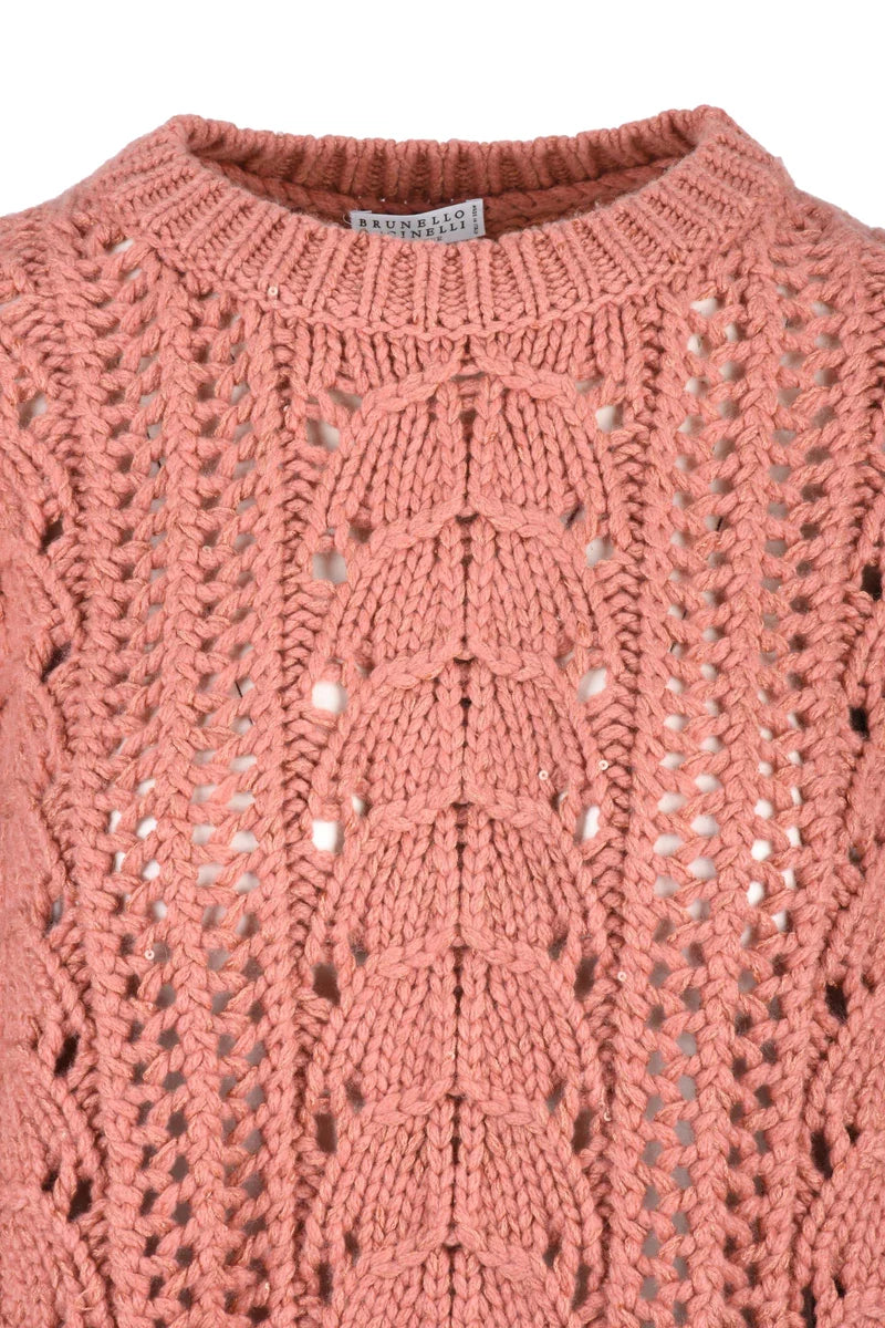 Sequin Cashmere Silk Sweater - Pink