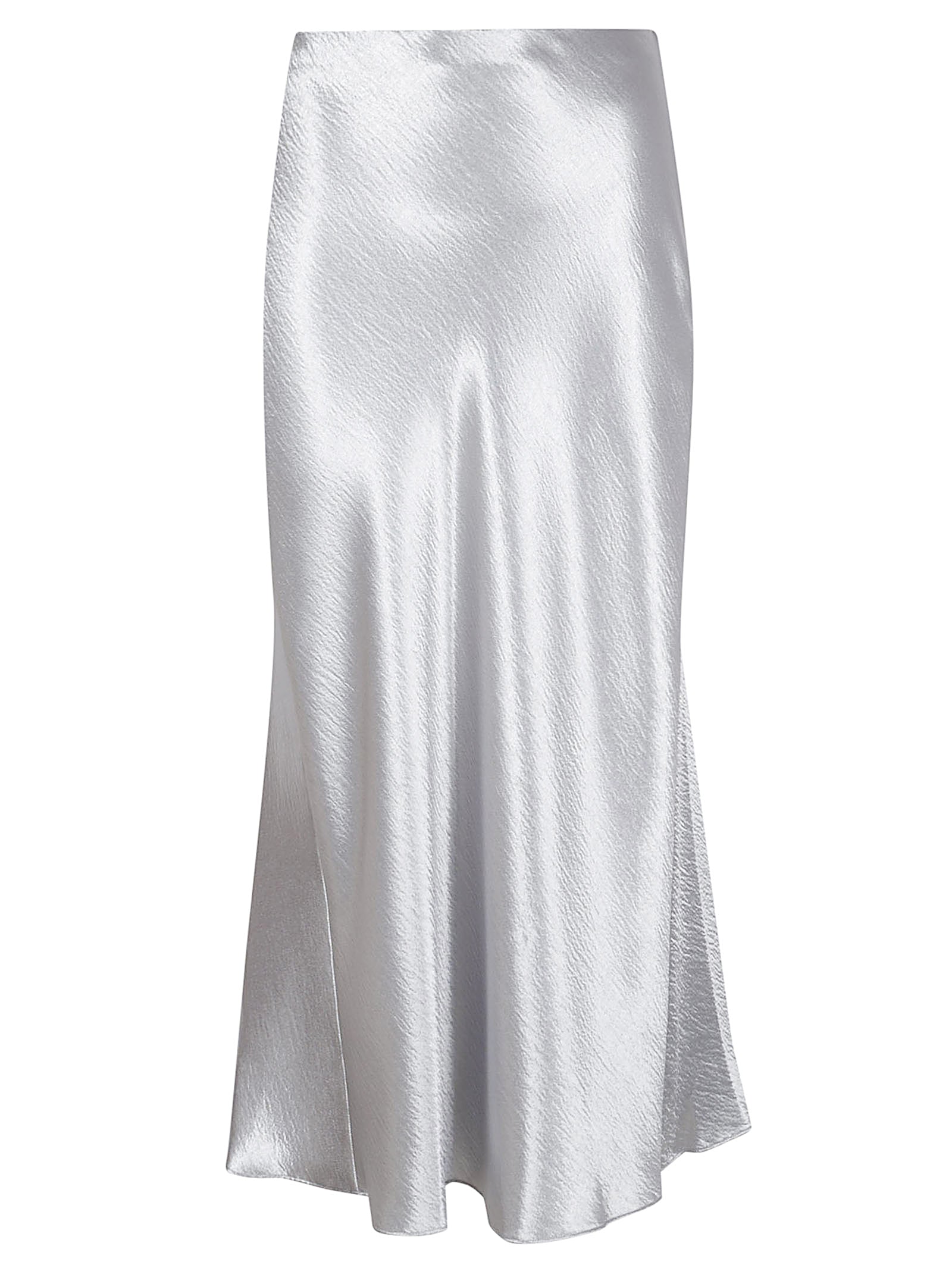 Silver Midi Skirt with Hidden Zip Closure