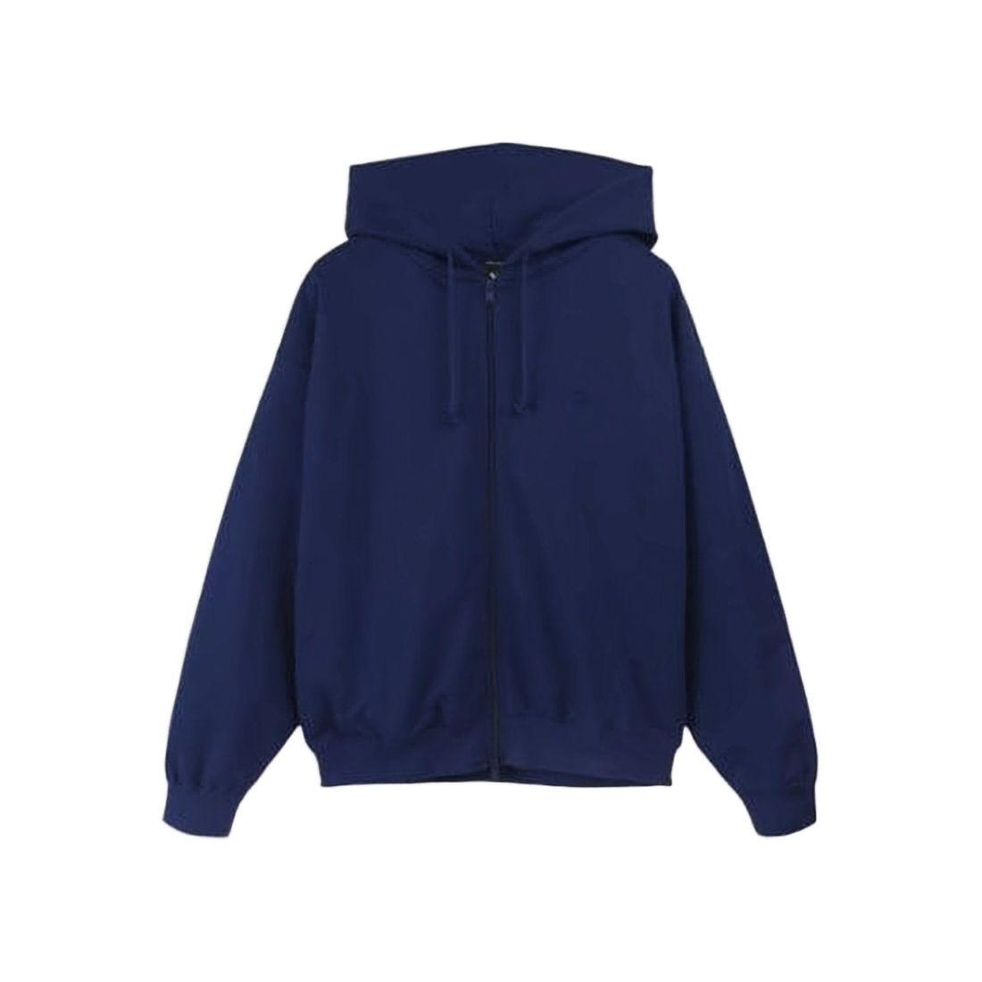 Navy Blue Zip-Up Hoodie with Drawstring Hood