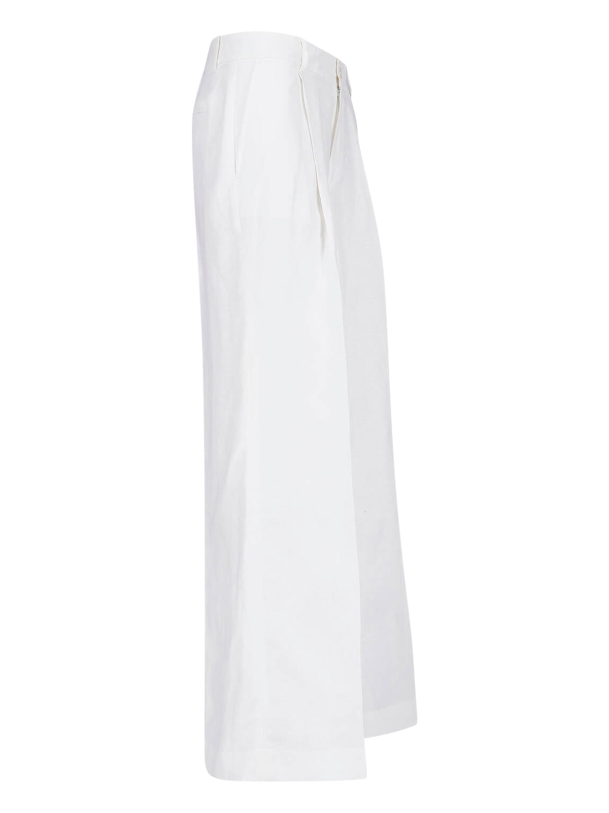 White Tailored High-Waisted Straight-Leg Trousers
