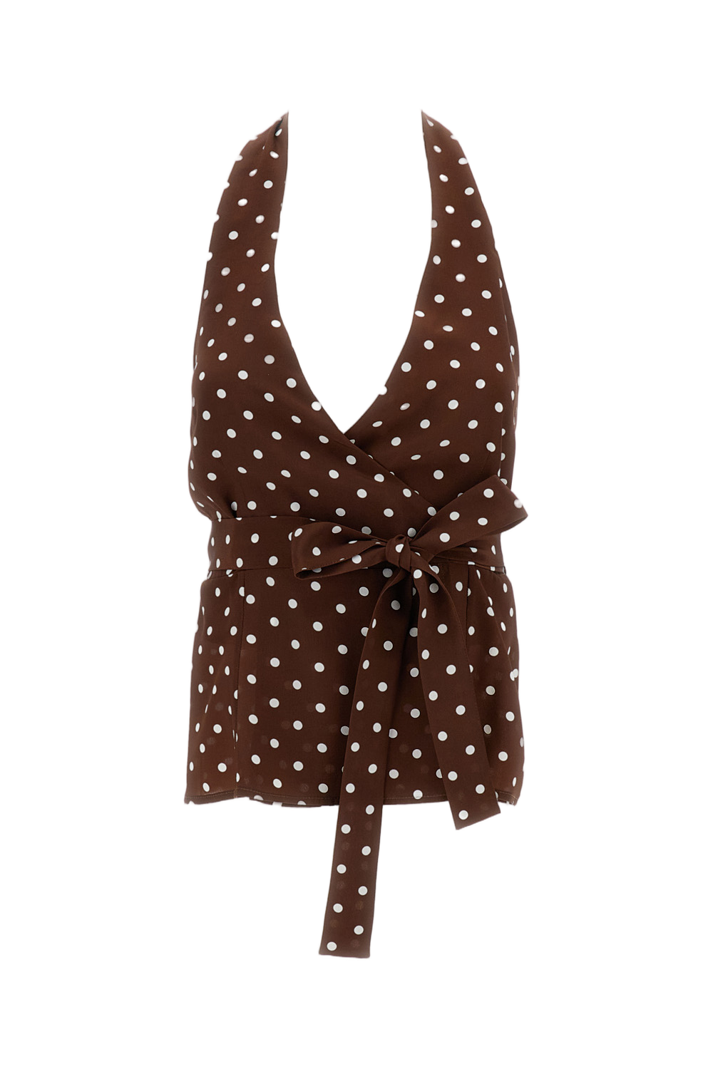 Silk Polka Dot Halter Neck Top