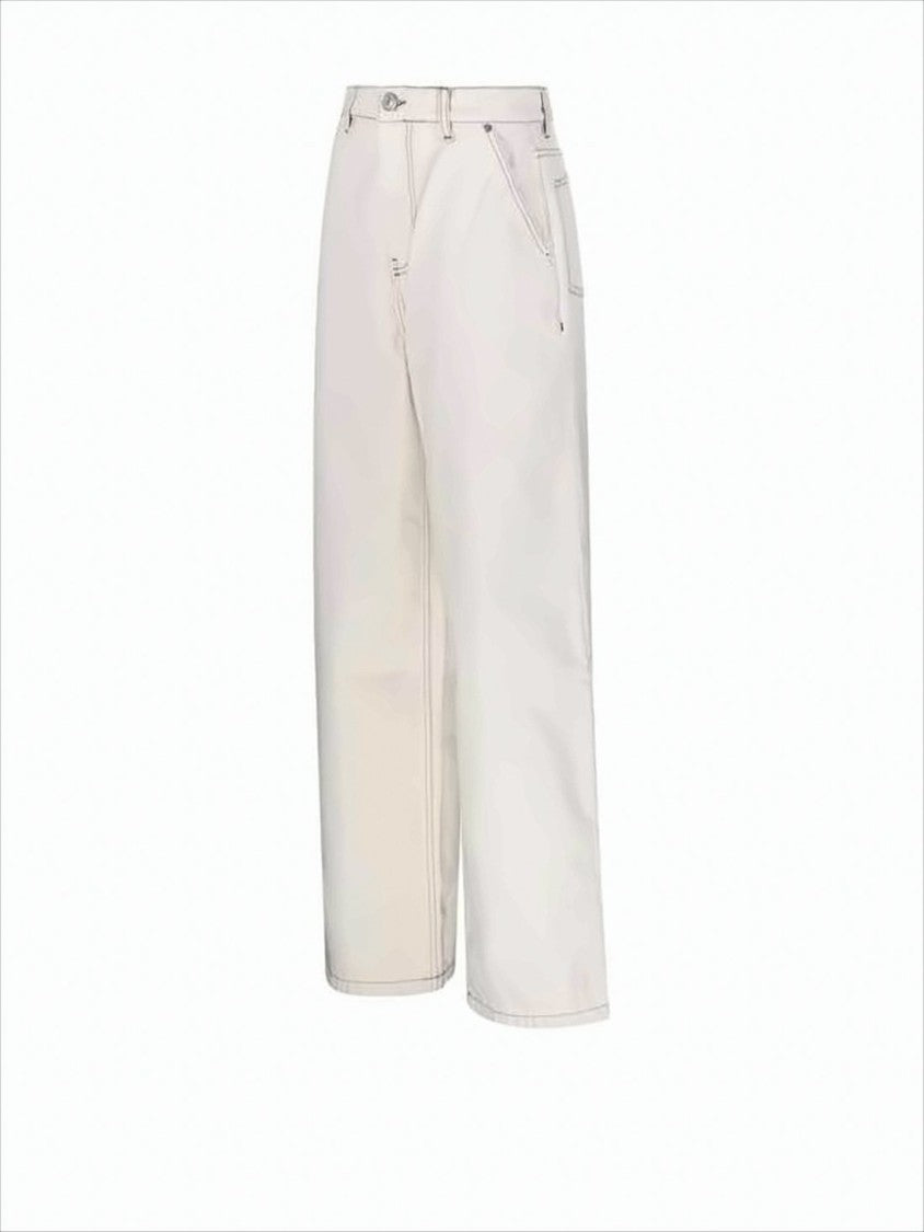 High-Waisted Straight-Leg Pants with Belt Loops