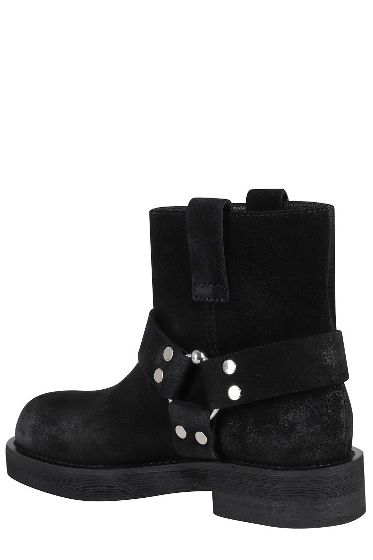 Black Suede Ankle Boots With Square Toe