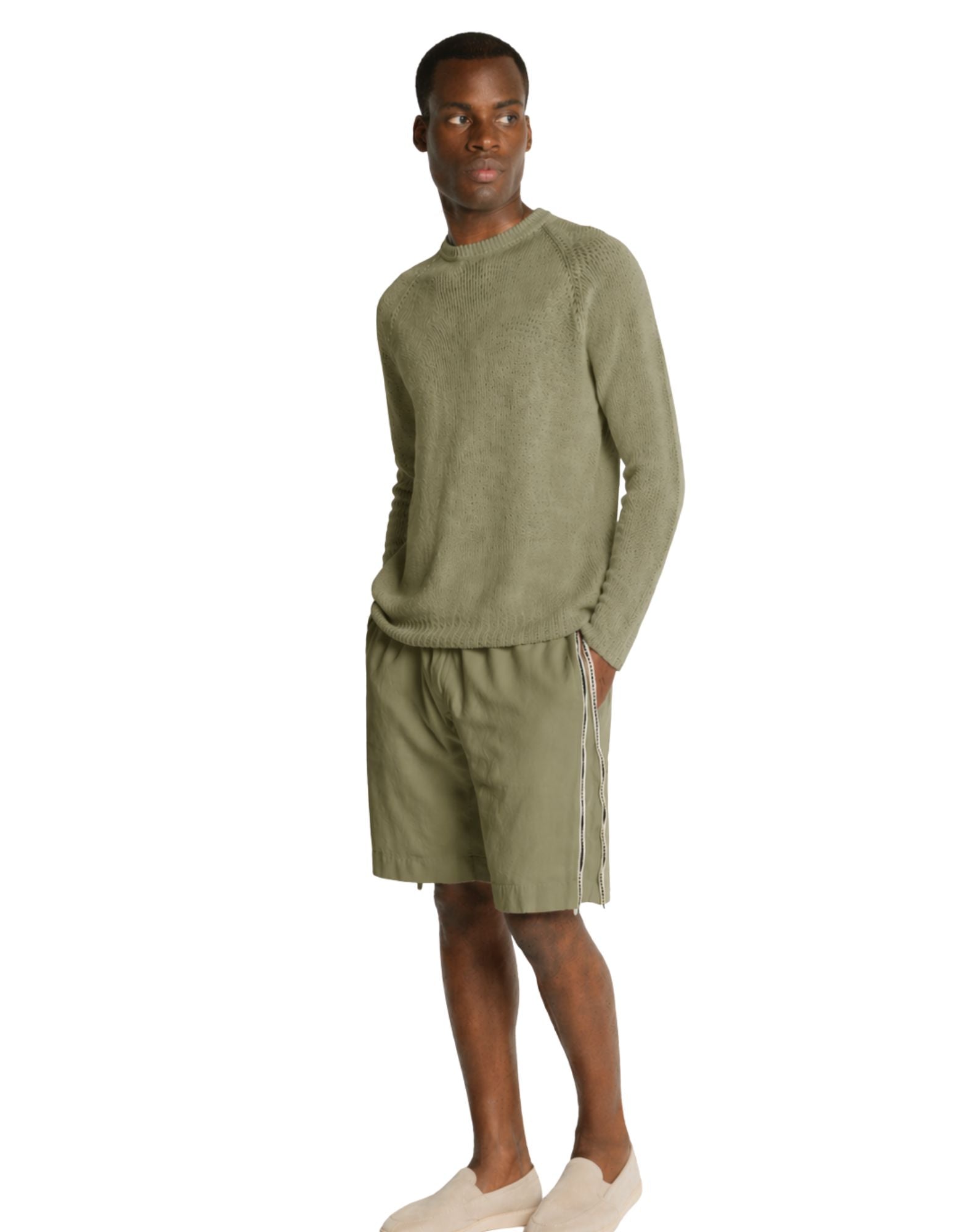 Olive Raglan Sleeve Hemp Knit Top