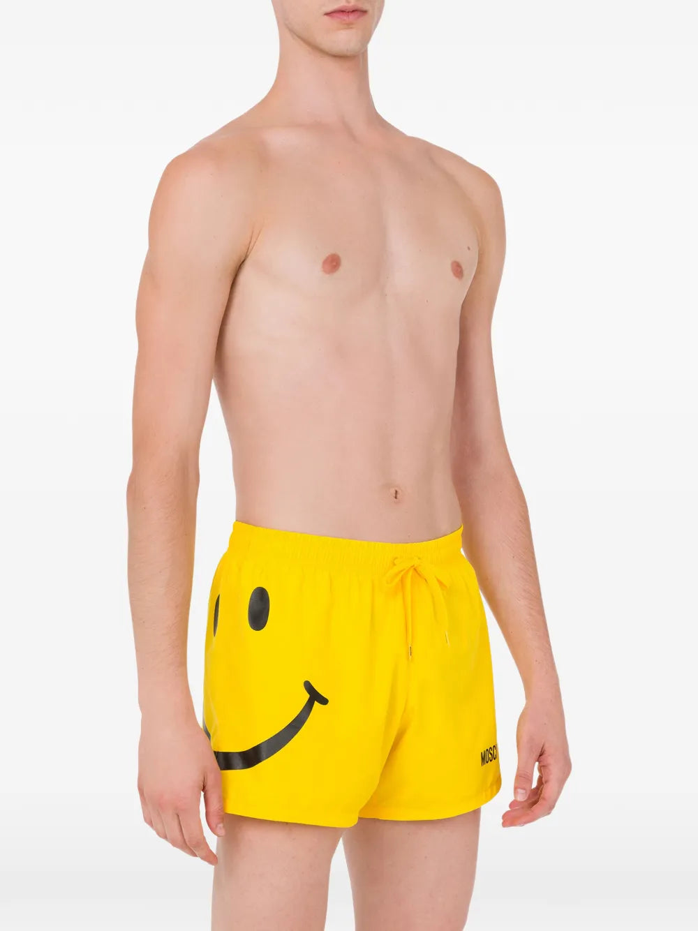 Short-Length Swim Shorts With Bold Smiley Face Graphic