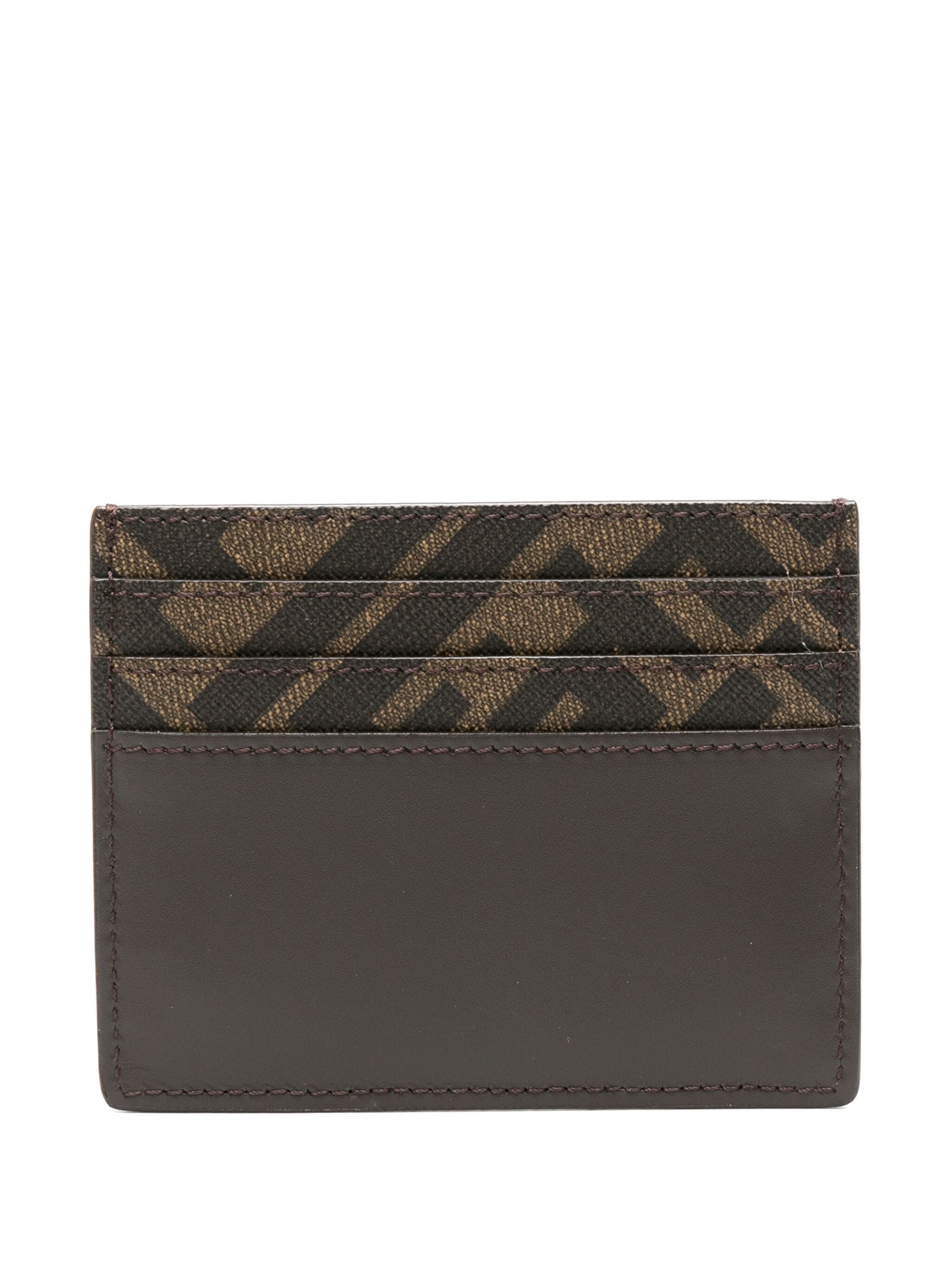 Squared FF Motif Leather Canvas Card Case