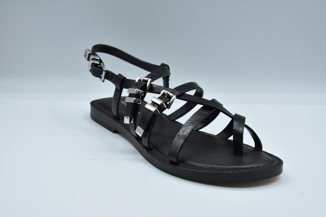 Low Top Black Shoes With Metallic Accents