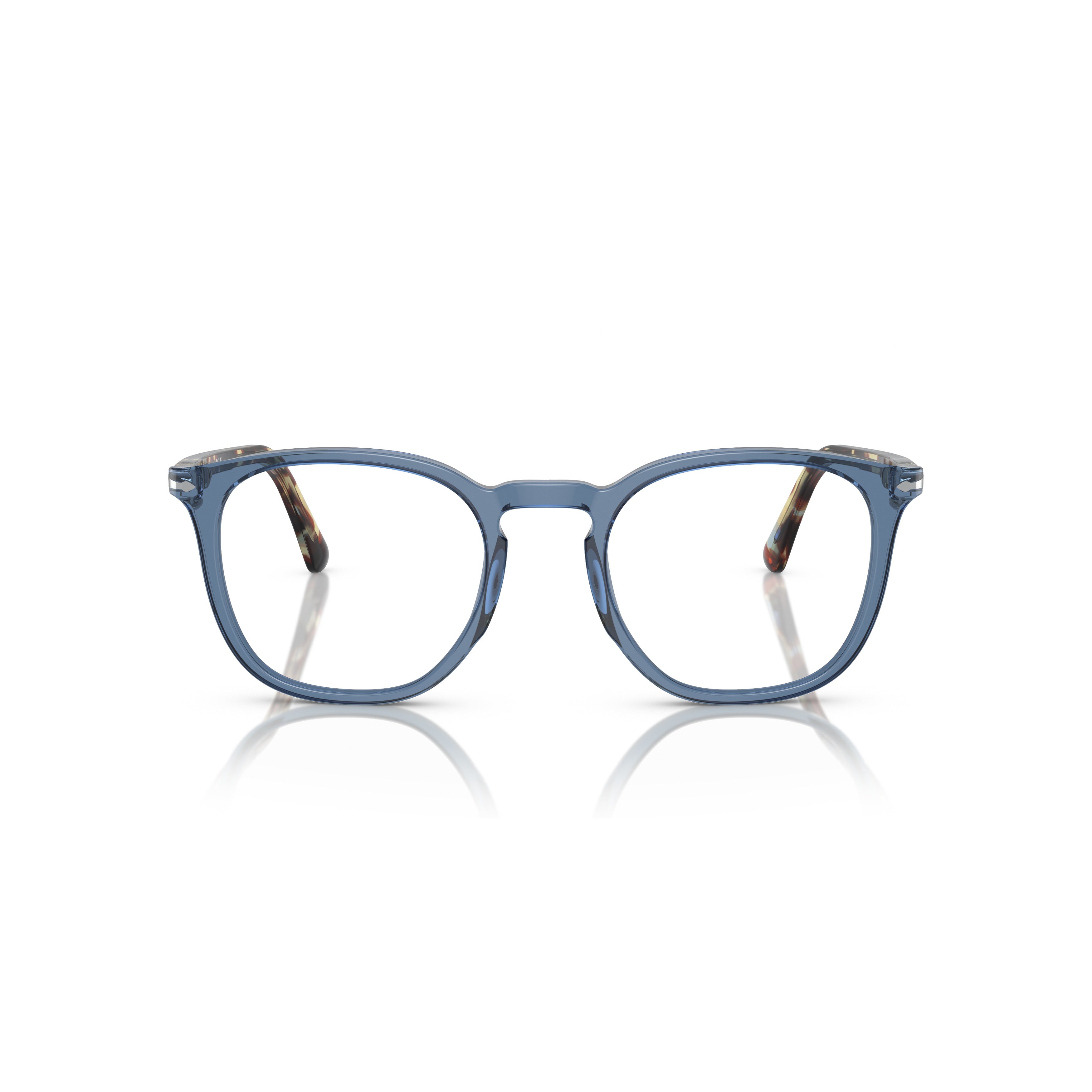 0po3318v Rounded Square Eyeglasses with Translucent Blue Front