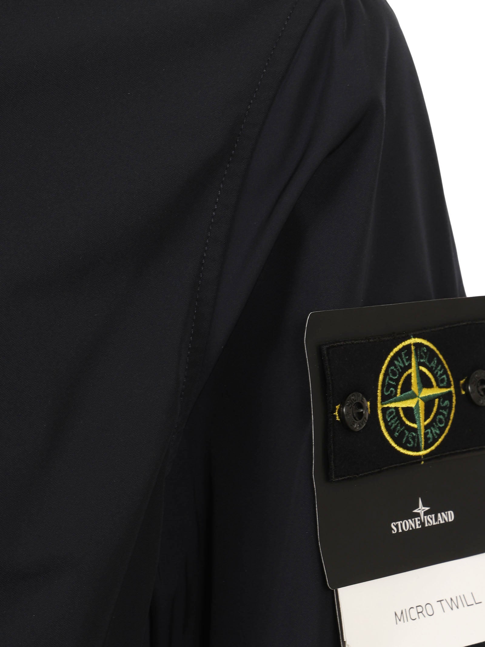 Micro Twill Polyester Jacket With High Collar And Button Closure