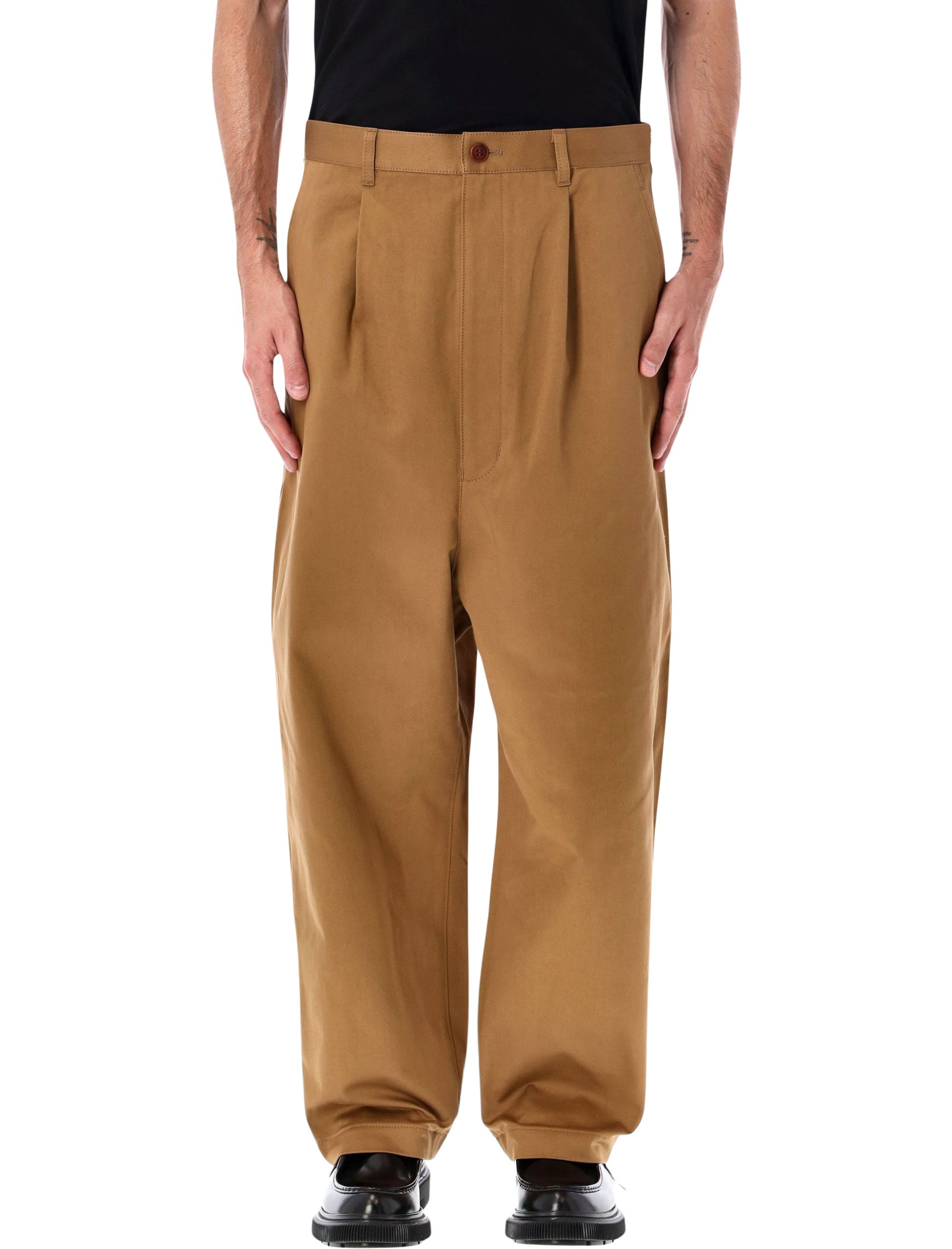 Wide-Leg Cotton Trousers