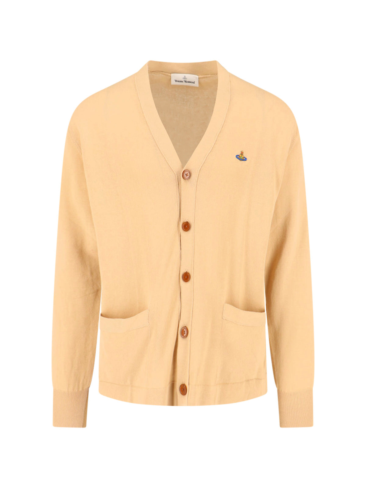 Beige Alex Cotton V-Neck Cardigan