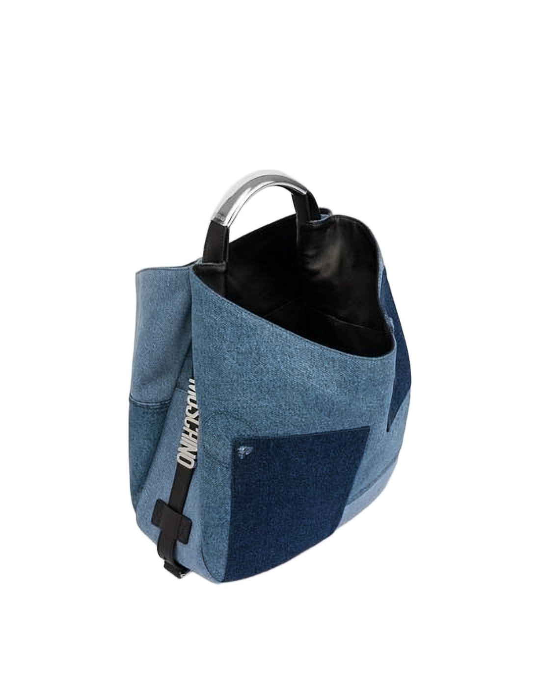 Patchwork Denim Shoulder Bag with Silver-tone Accents