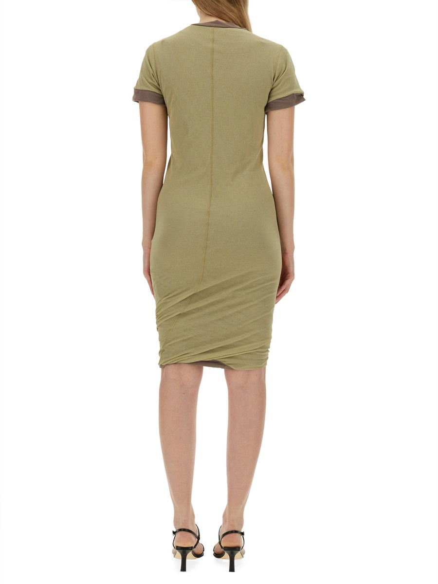 Fitted Mini Dress With Layered Hem And Contrasting Trim