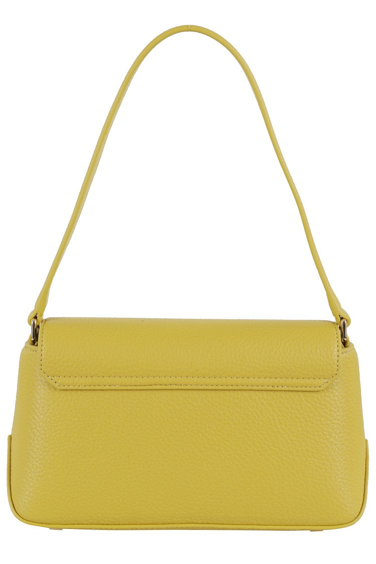 Textured Finish Shoulder Bag With Logo-Embellished Strap