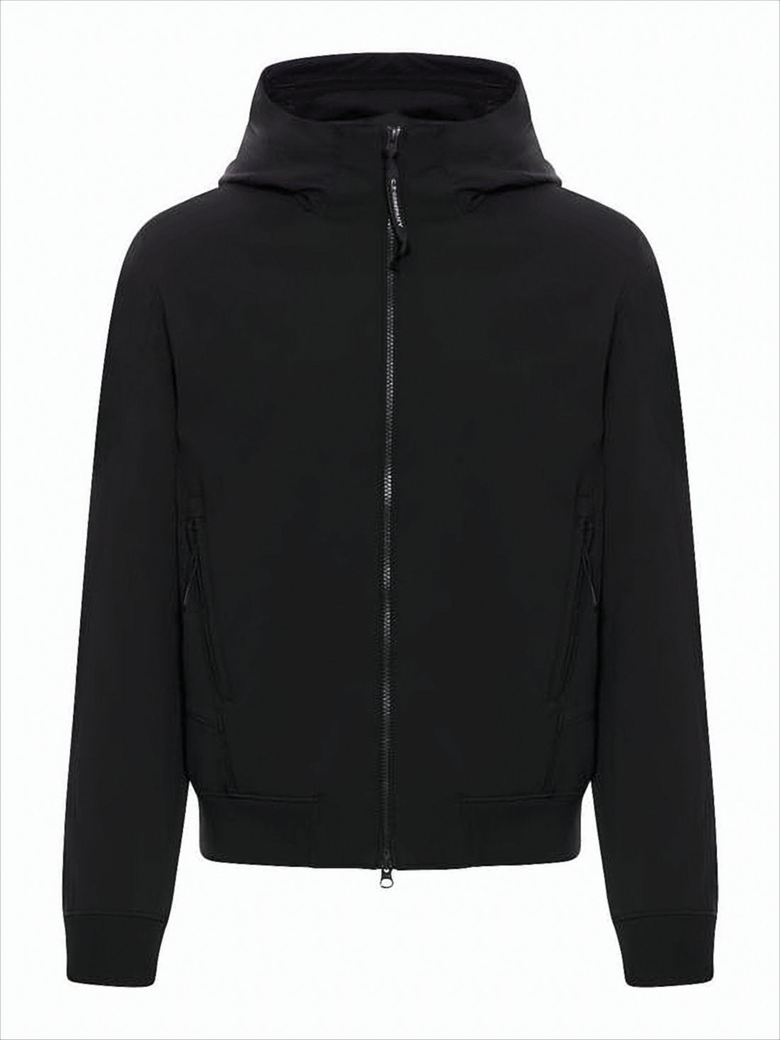Hooded Black Jacket with Zippered Pockets