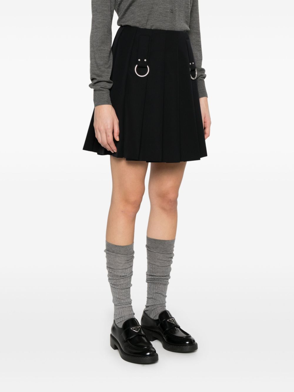 Midnight Blue Pleated Skirt With Removable Underskirt