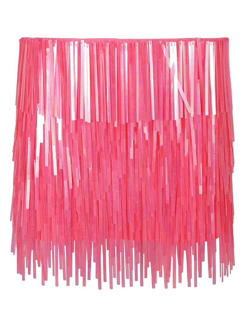 Fuchsia Fringe Skirt With Layered Design