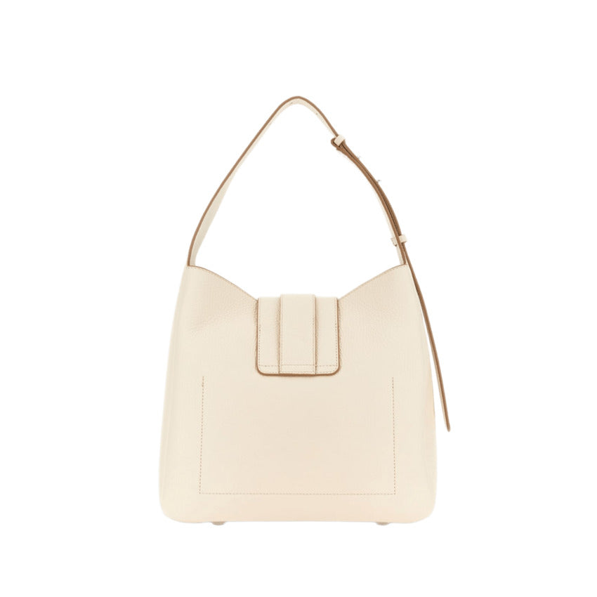 Ivory Hobo Bag with Flap Closure