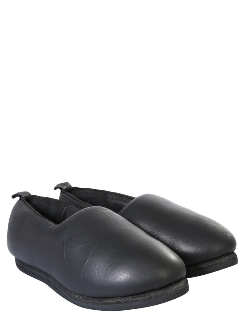 Black Leather Slipper Sneakers