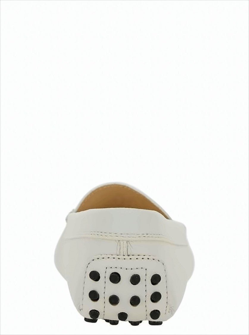 Minimalist White Leather Loafer with Penny Strap Detail