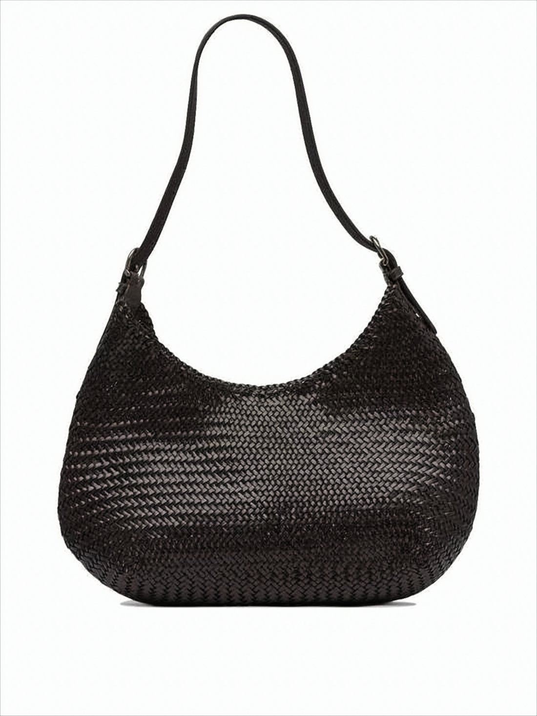 Buffalo Leather Shoulder Bag with Woven Texture