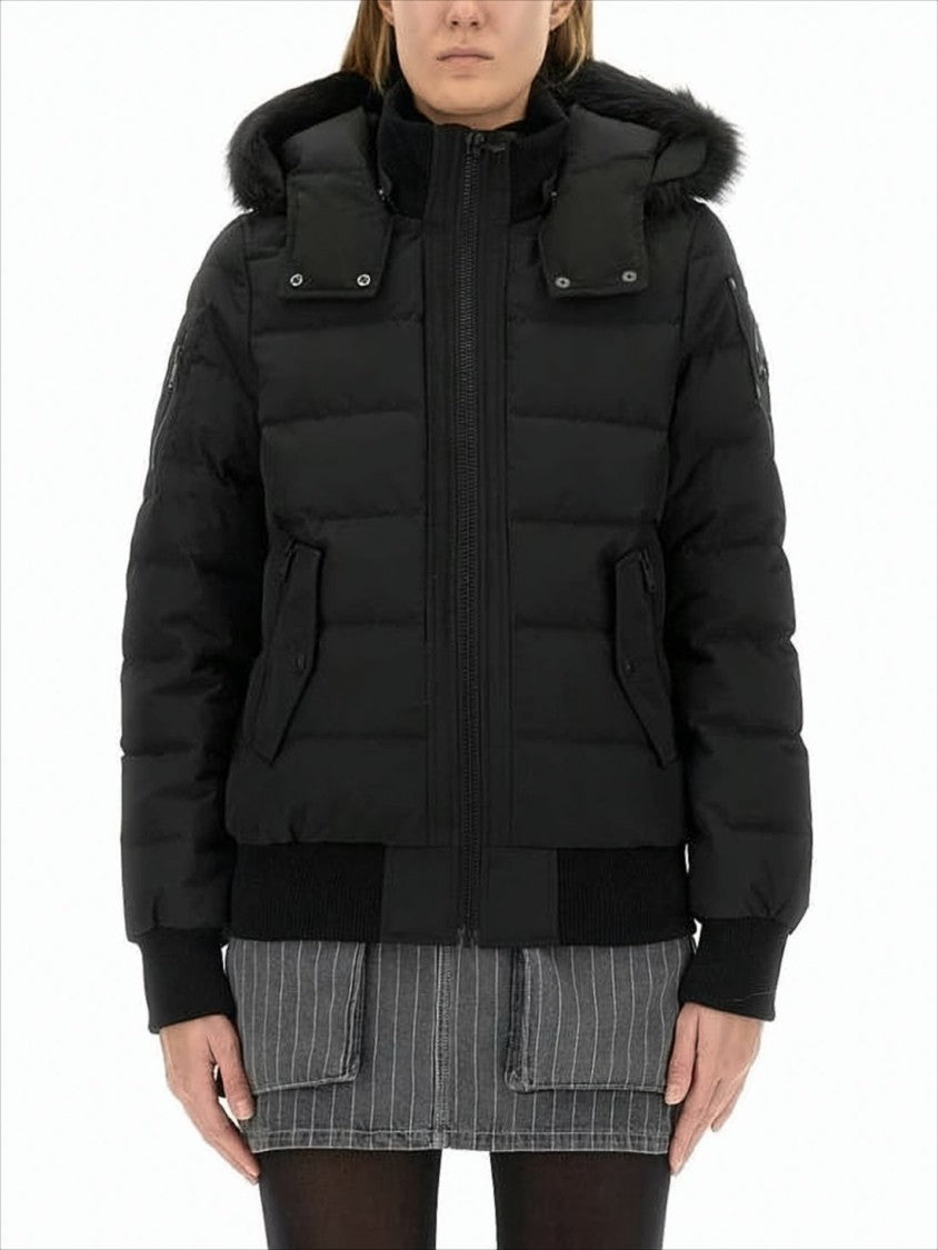 Quilted Cropped Padded Jacket With Detachable Fur Hood