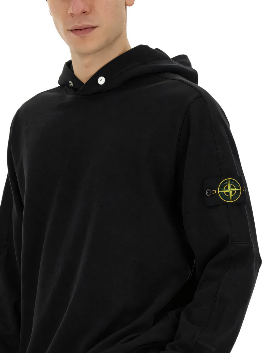 Classic Black Hoodie With Distinctive Sleeve Logo