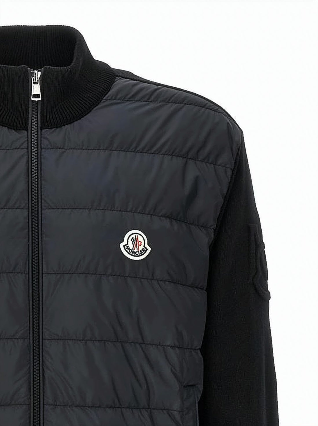 Quilted Padded Jacket with Knit Sleeves