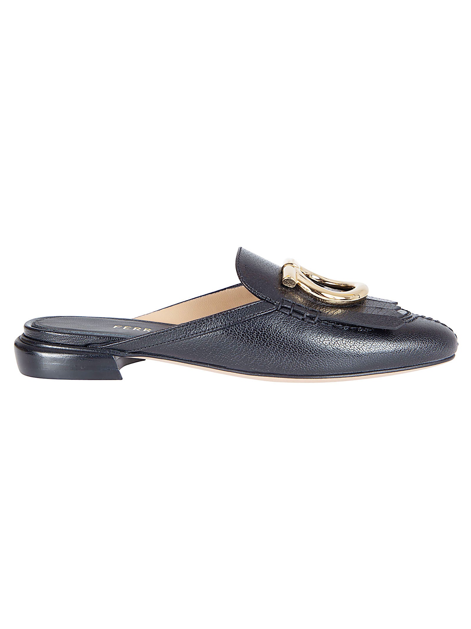 Textured Leather Sandals with Gold-tone Buckle Detail
