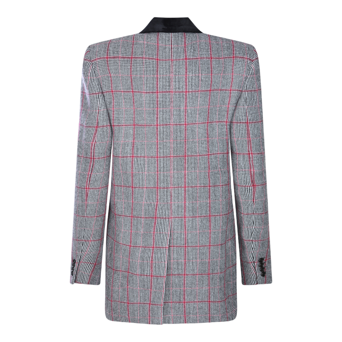 Double-Breasted Tailored Blazer with Checkered Pattern
