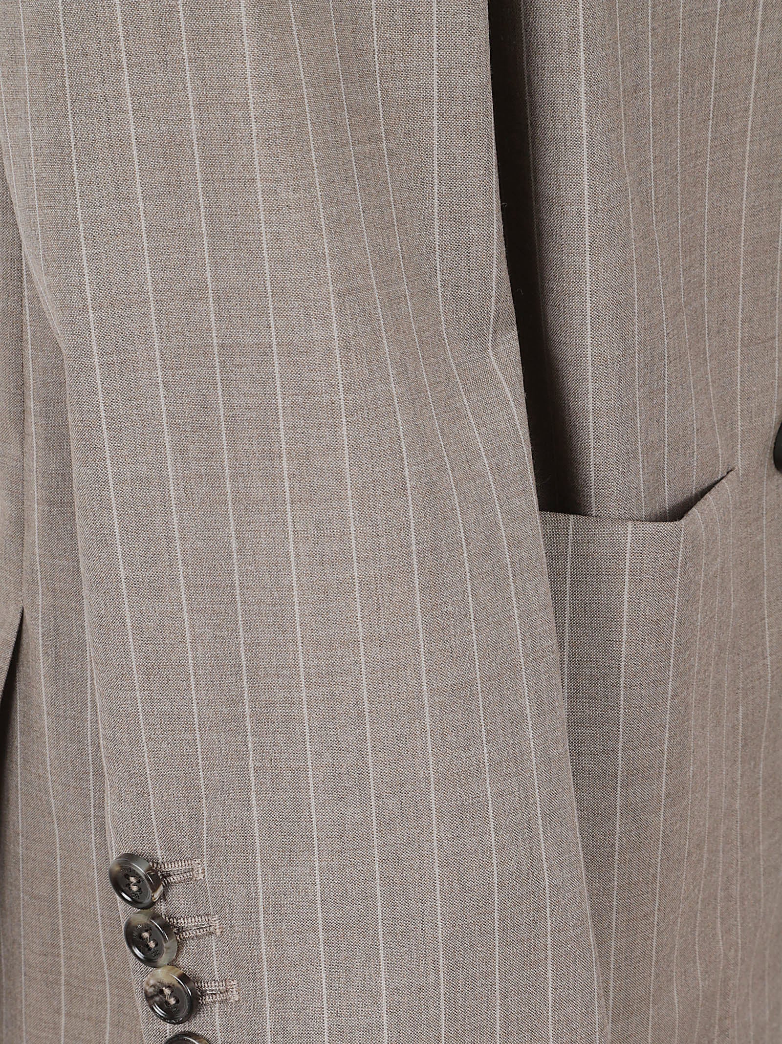 Double-Breasted Oversized Blazer In Pure Wool Pinstripe