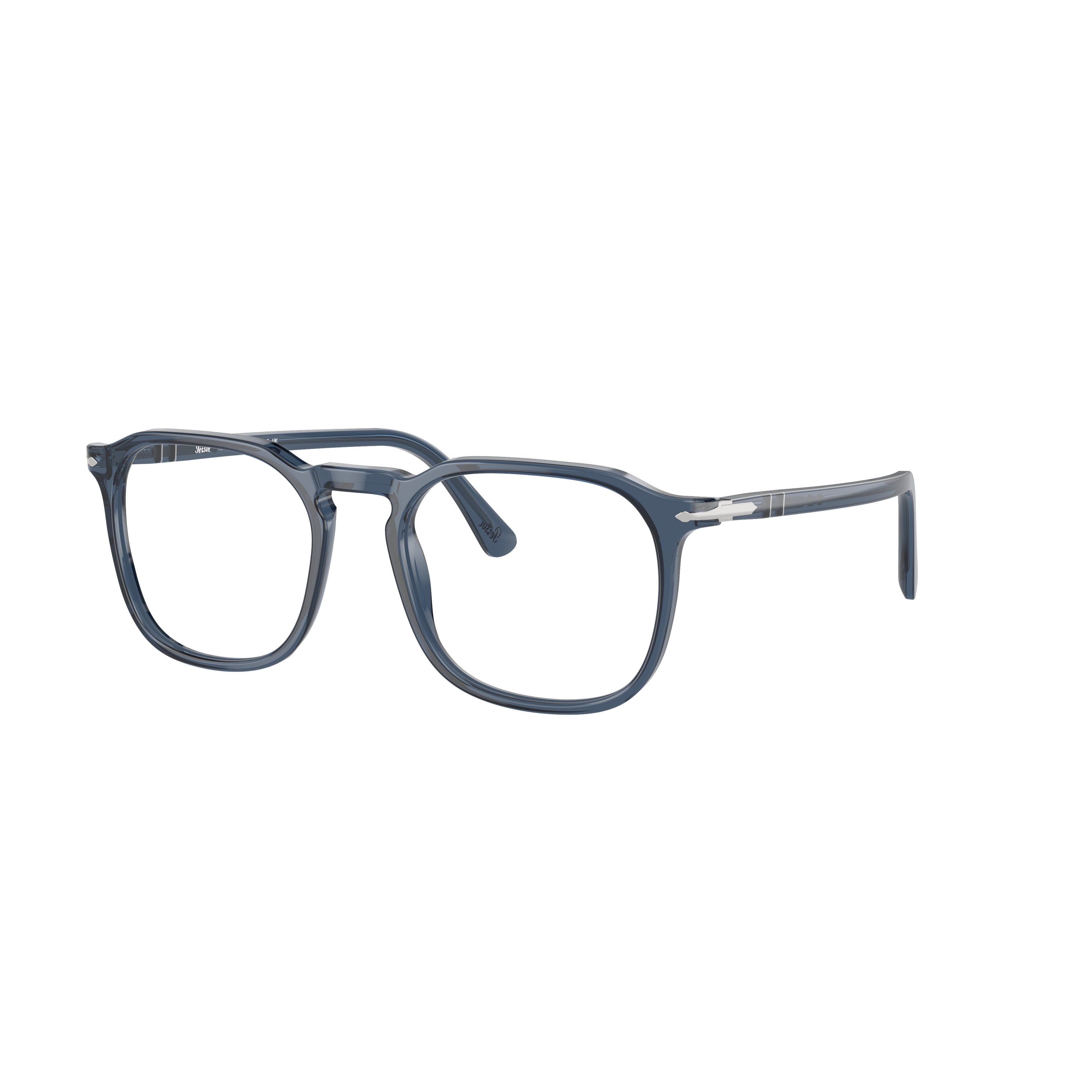 0po3337v Translucent Acetate Square Frame Eyeglasses with Silver Accents