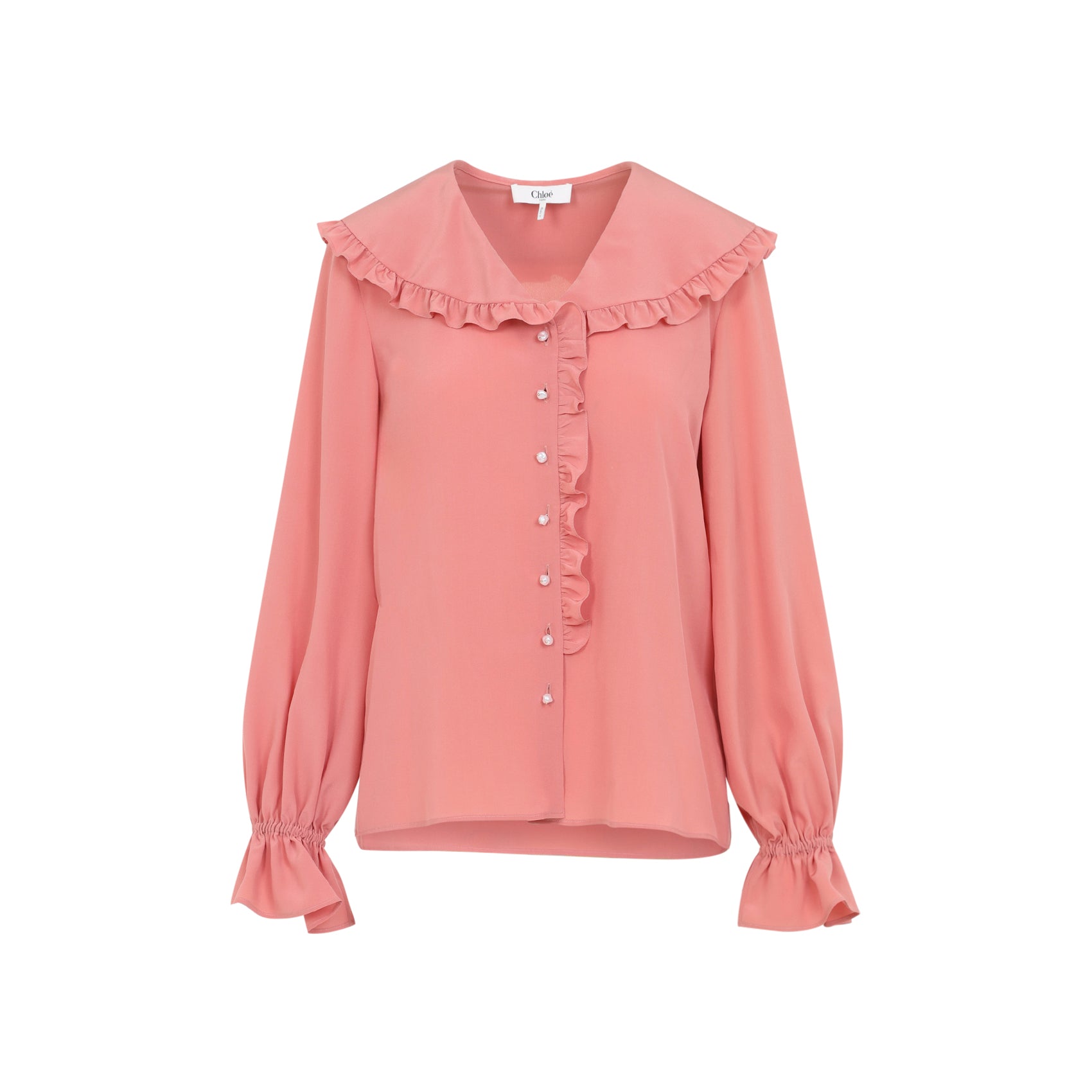 Silk Blouse With Ruffled Collar
