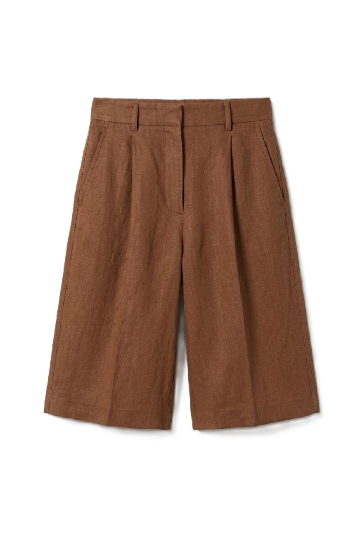 Tailored High-Waist Shorts with Pleats and Pockets