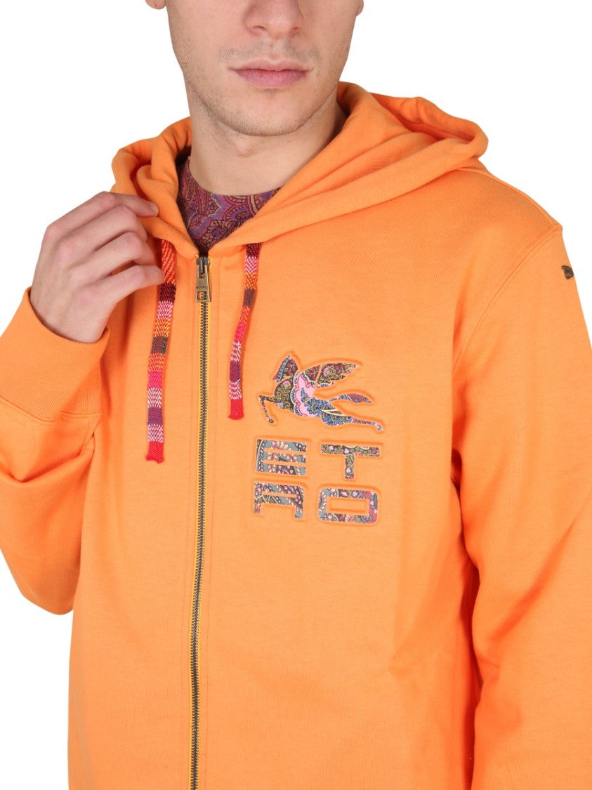 Orange Zip Sweatshirt With Hood