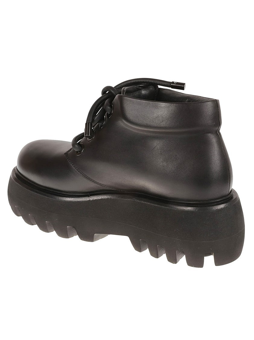High-Top Black Calf Leather Boots