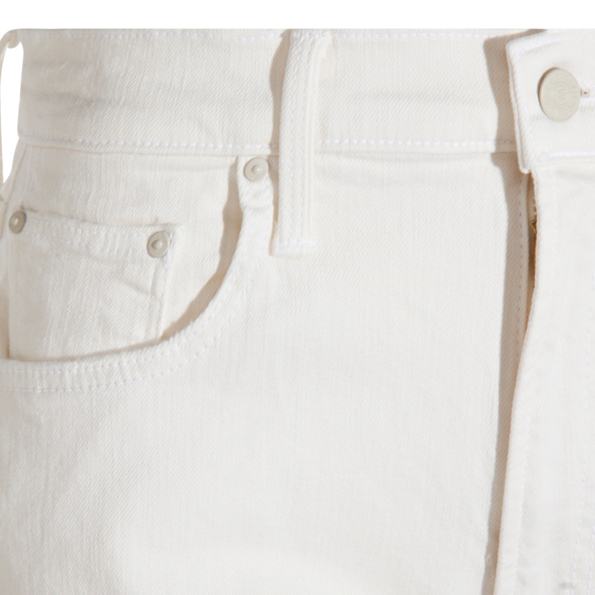 High-Waisted White Cotton Jeans with Functional Pockets