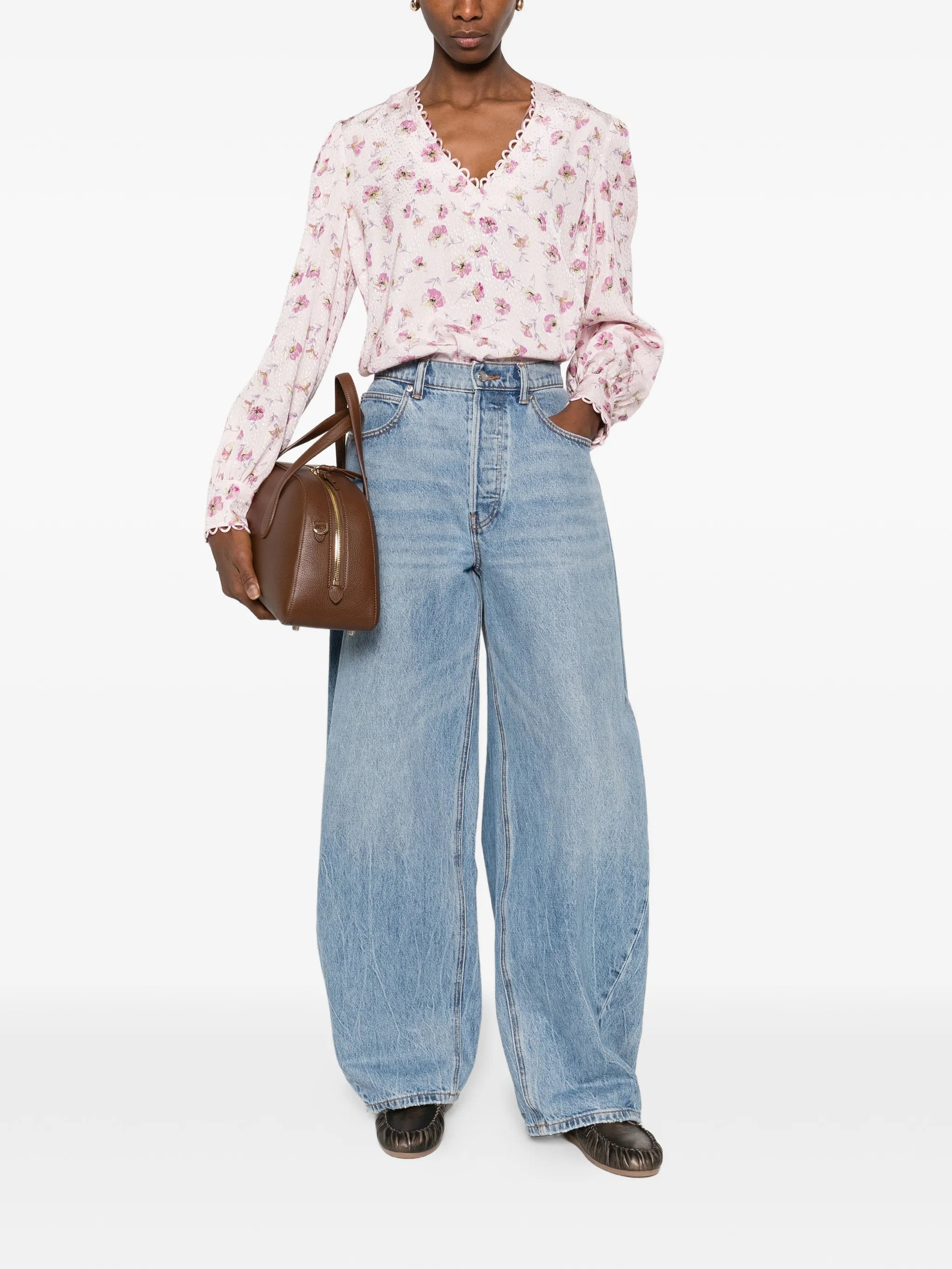 Blusa Stampa Fiore Lightweight Viscose Top