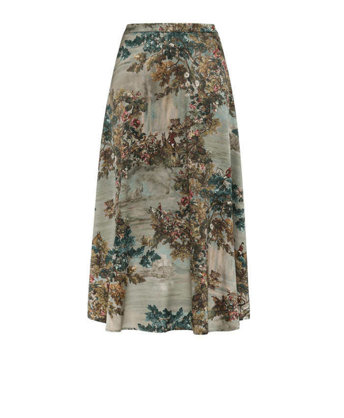 Scenic Midi Skirt With Natural Motifs