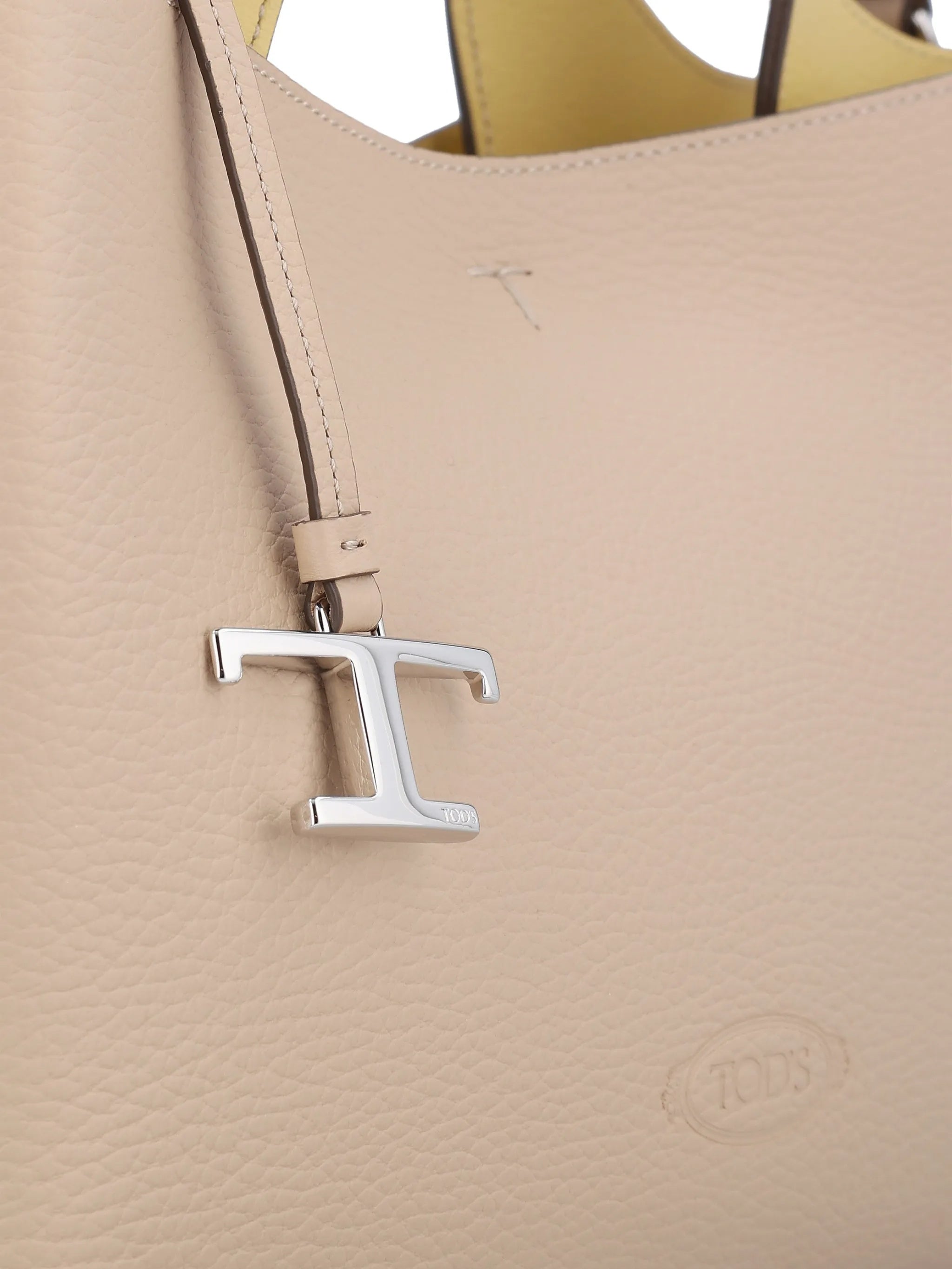 Beige Structured Leather Handbag