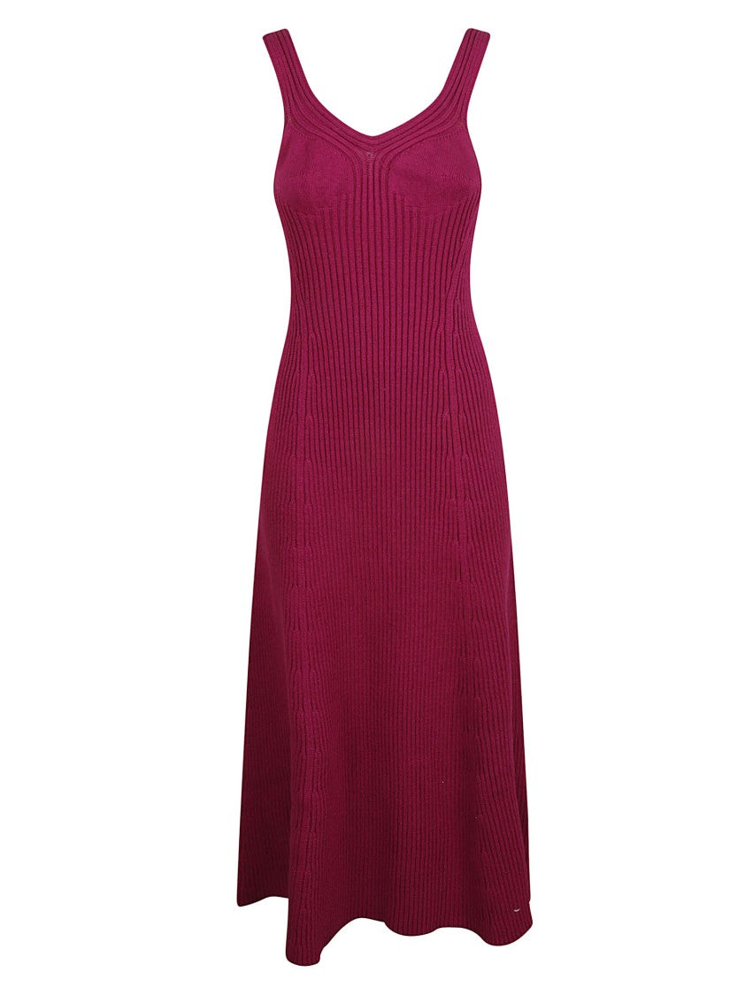 Fitted Maxi Dress With Deep V-Neckline
