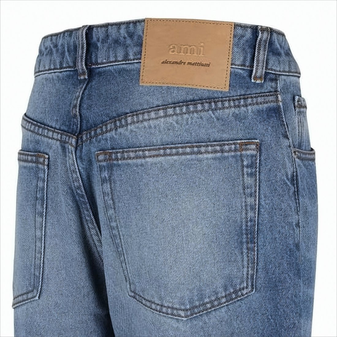 Mid-Blue Straight-Leg Denim Pants