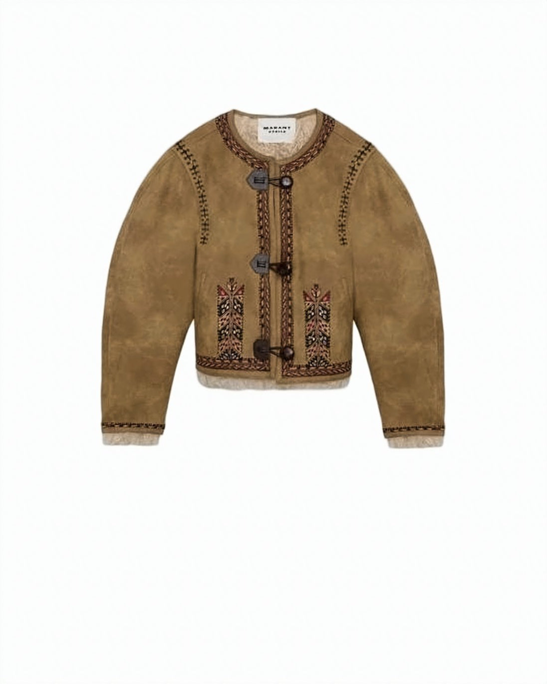 Cropped Artisanal Jacket with Suede-like Texture