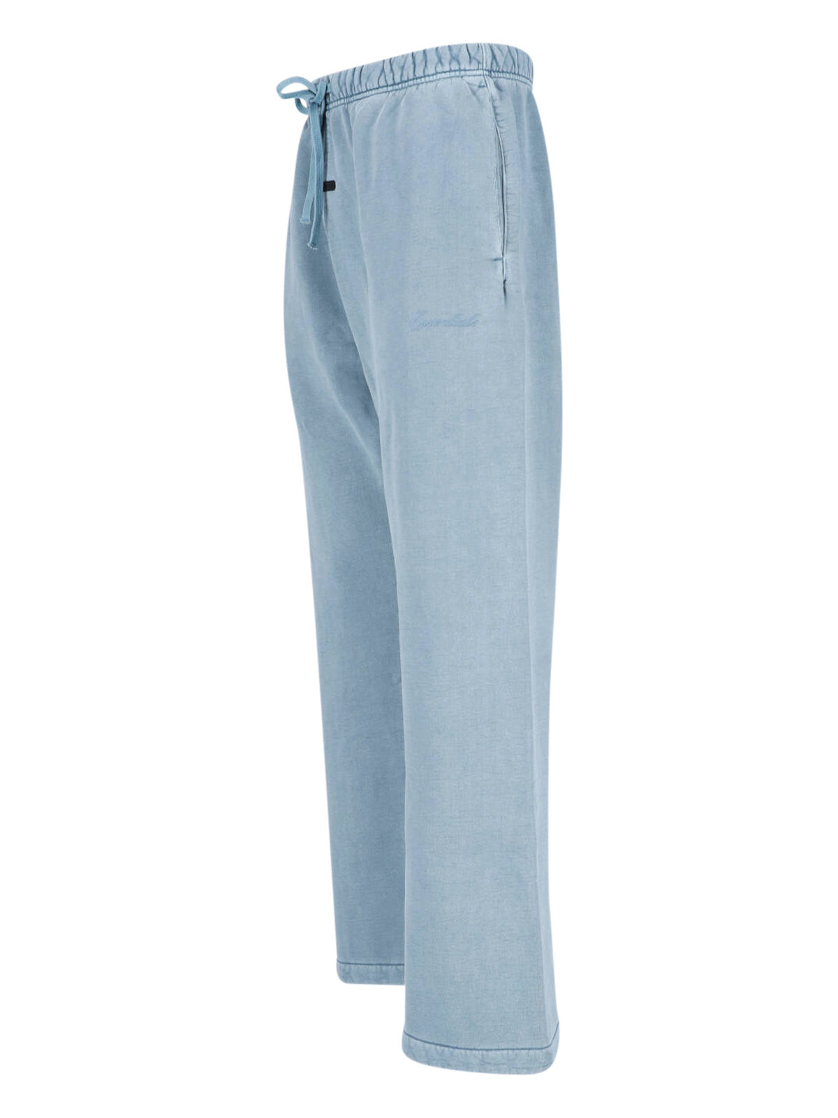 Beige Relaxed Wide-Leg Tonal Embroidered Trousers